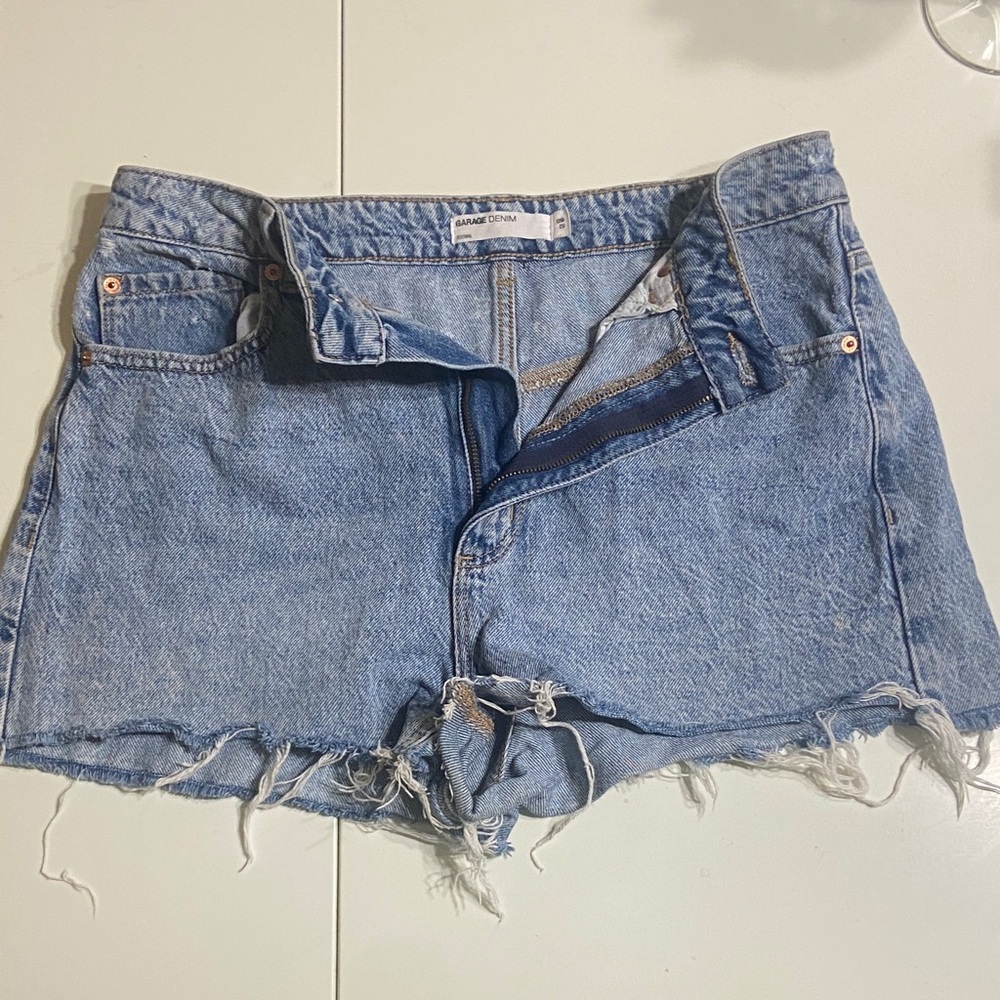 Garage Light Blue Distressed Denim Cutoff Shorts